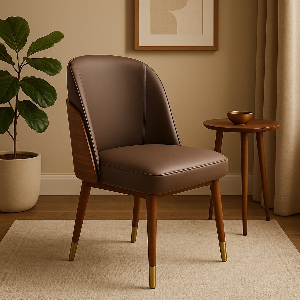 Aurelia Luxe Accent Chair – Walnut & Mocha Leather