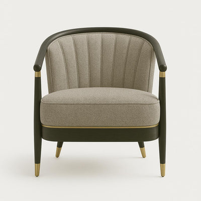 Lira Barrel Accent Chair – Charcoal & Gold Finish